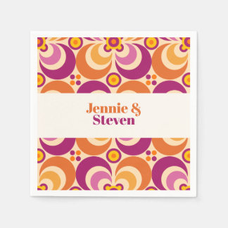 Guardanapo De Papel Meio século Geométrico Púrpura Laranja