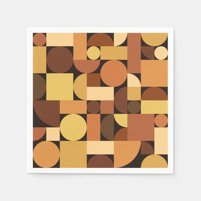 Guardanapo De Papel Meio século Laranja Geométrico Moderno (Frente)