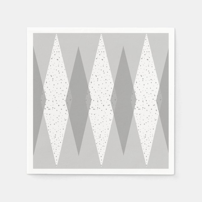 Guardanapo De Papel Meio século Modern Cinza Argyle Paper Napkins (Frente)