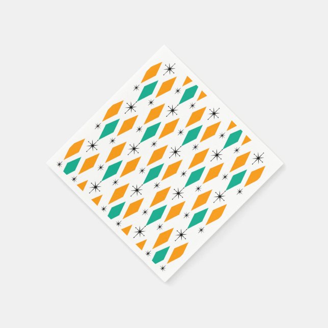 Guardanapo De Papel Meio século Modern Era Diamantes Laranja Turquesa (Canto)