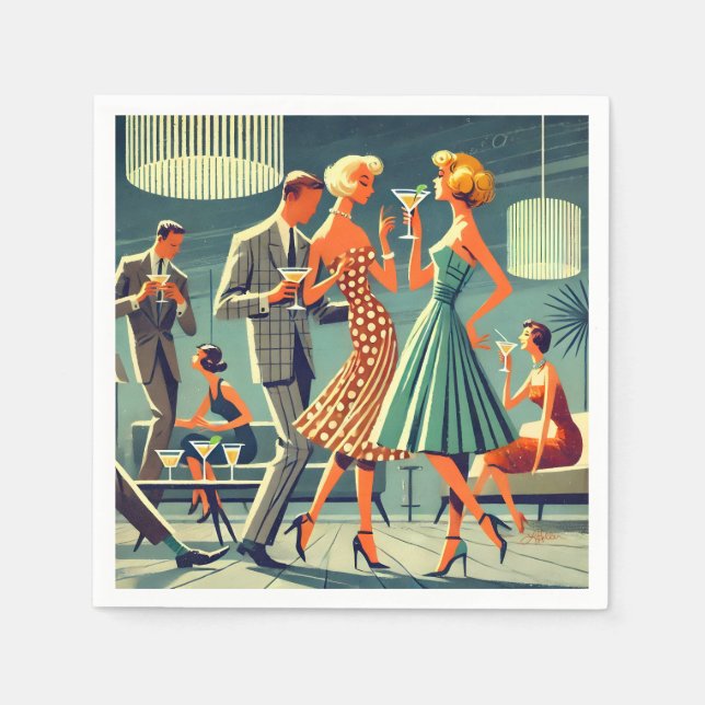 Guardanapo De Papel Meio século Modern Martini Dance Cocktail (Frente)