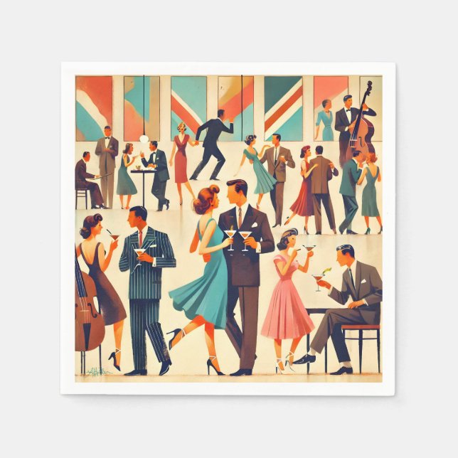 Guardanapo De Papel Meio século Modern Martinis No Clube (Frente)