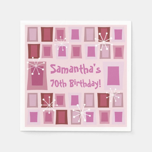 Guardanapo De Papel Meio século moderno, cor-de-rosa (Frente)