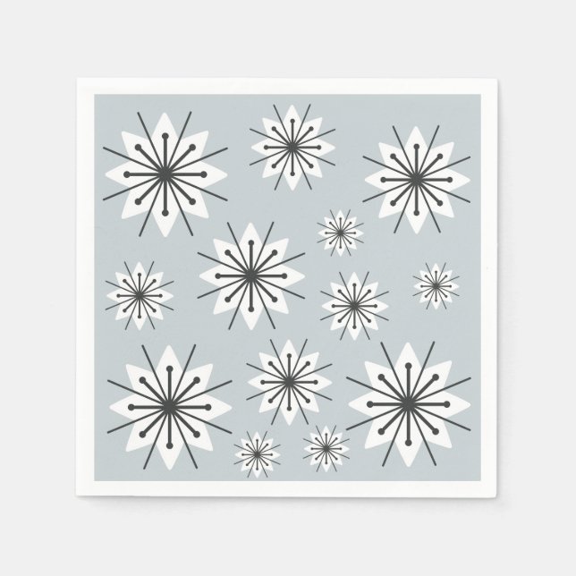 Guardanapo De Papel Meio século Moderno Flocos de Neve Prata (Frente)