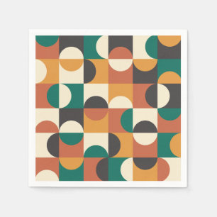 Guardanapo De Papel Meio século Moderno Meio círculo verde e laranja