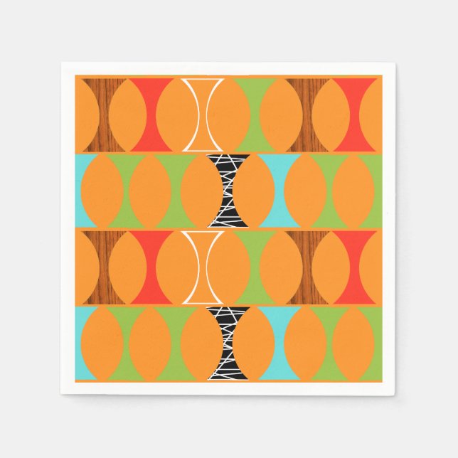 Guardanapo De Papel Meio século Moderno Papel Padrão Laranja Nápoles (Frente)