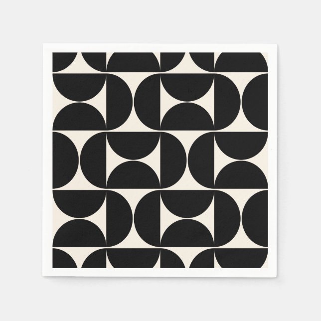 Guardanapo De Papel Meio século Padrão Vintage Moderno Preto e Branco (Frente)