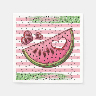 Guardanapo De Papel Melancia branca rosa verde-brilhante Aniversário