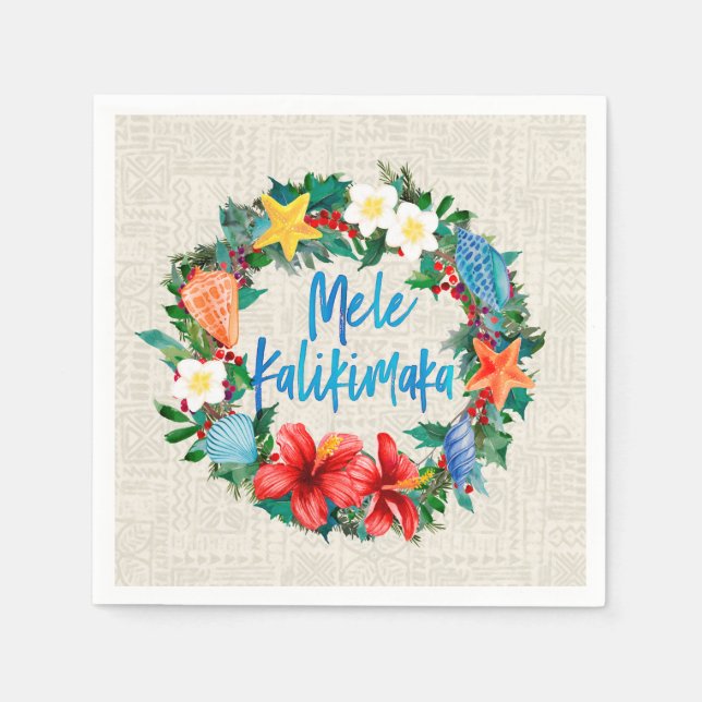 Guardanapo De Papel Mele Kalikimaka Hawaiian Christmas Wreath (Frente)