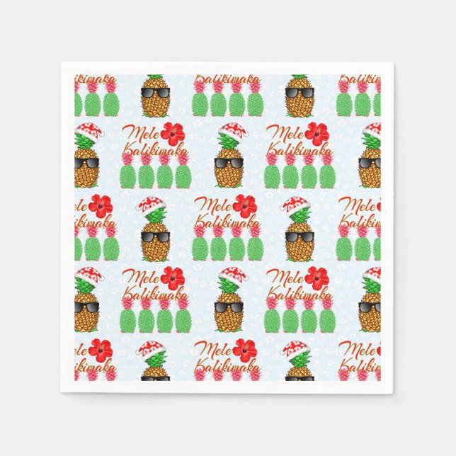 Guardanapo De Papel Mele Kalikimaka Hawaiian Pineapple Feliz Natal (Frente)