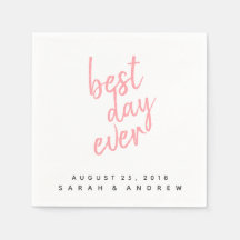 Melhor Dia De Casamento Rosa Casado Cocktail Napki