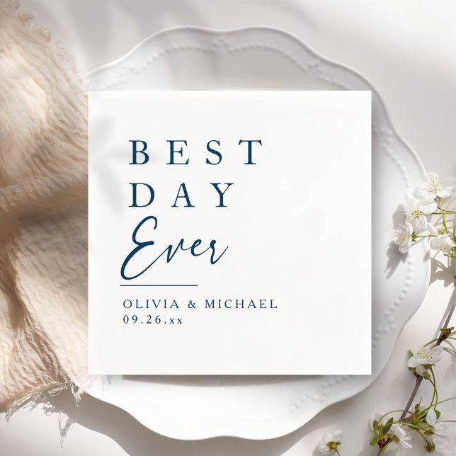 Guardanapo De Papel Melhor Dia De Todos | Dia de Casamento Branco Mini (Criador carregado)