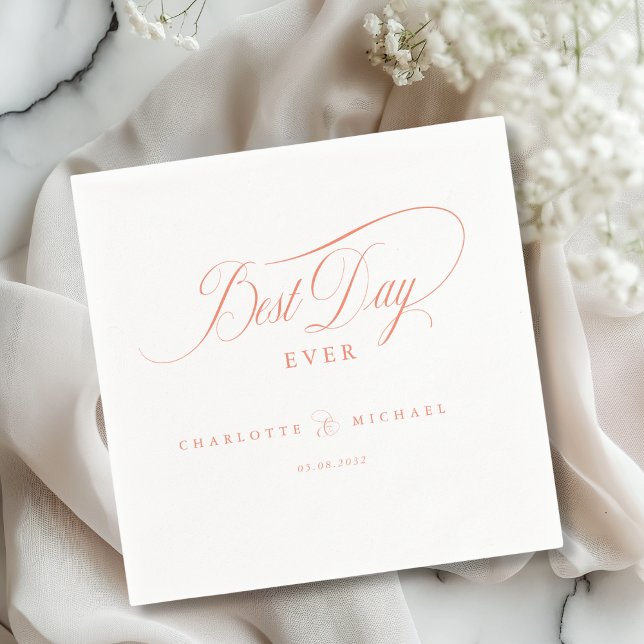 Guardanapo De Papel MELHOR DIA DE TODOS! Elegante, Casamento (BEST DAY EVER! Elegant, modern, minimal Wedding Napkins)