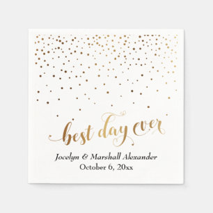 Guardanapo De Papel Melhor Dia Dourado e Branco Confetti