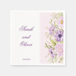 Guardanapo De Papel Melhor Floral de Casamento Roxo