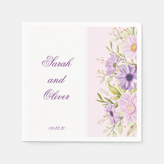 Guardanapo De Papel Melhor Floral de Casamento Roxo (Frente)