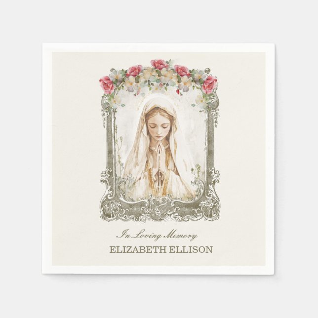 Guardanapo De Papel Memória Funeral Católica Mary Prayer Card (Frente)
