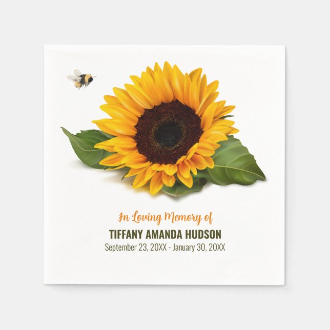 Guardanapo De Papel Memorial Funeral Sunflower (Frente)