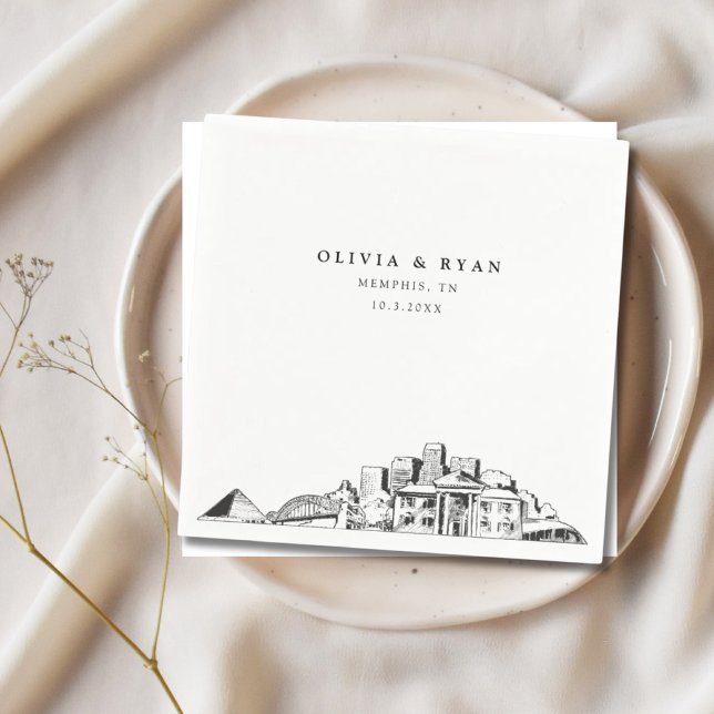 Guardanapo De Papel Memphis Tennessee Weding Paper Cocktail Napkin (Memphis Wedding Napkins)
