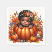 Menina Americana Africana Em Pumpkin