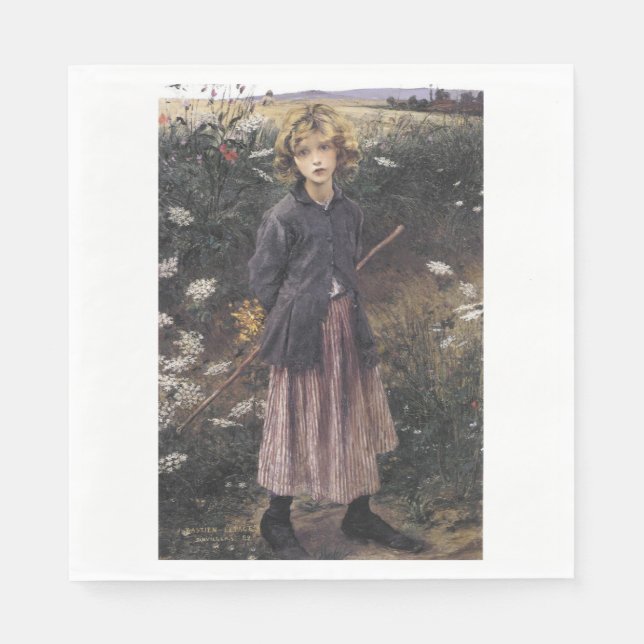 Guardanapo De Papel Menina Andando Entre Flores (Bastien-Lepage) (Frente)