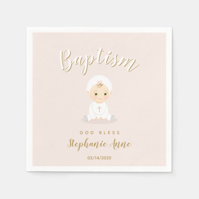 Guardanapo De Papel Menina Batismo com Bonnet (Frente)