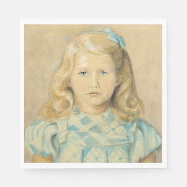 Guardanapo De Papel Menina Bonita Com Cabelo Louro (Frente)