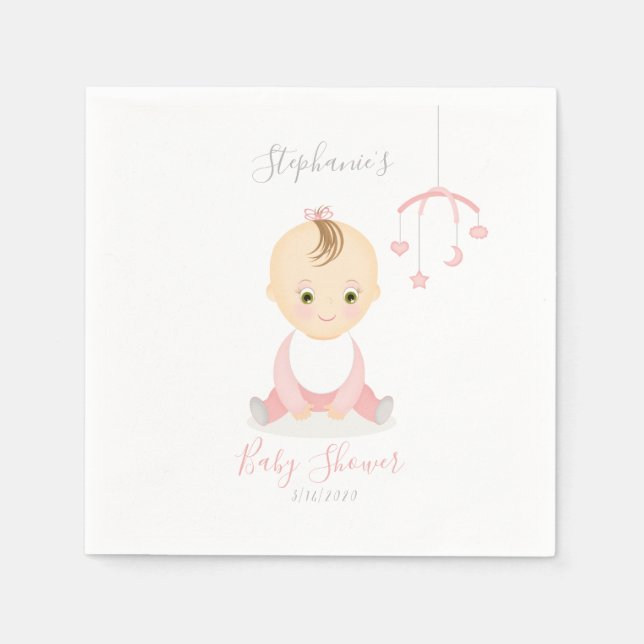 Guardanapo De Papel Menina bonita e seu Chá de fraldas móvel (Frente)