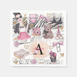 Guardanapo De Papel Menina Chefe Zebra de Luxo Rosa