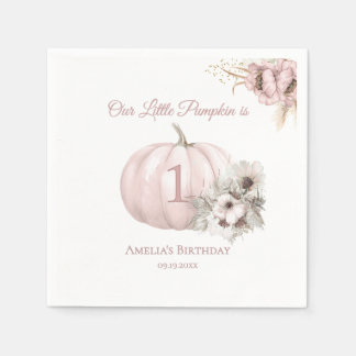 Guardanapo De Papel Menina de 1 ano Boho Pink Pumpkin