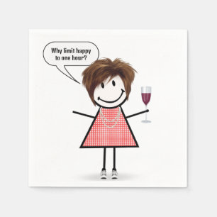 Guardanapo De Papel Menina de Palito com Copo de Vinho