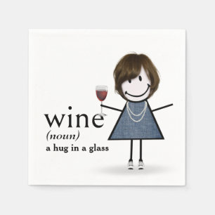 Guardanapo De Papel Menina de Palito com Vinho Tinto