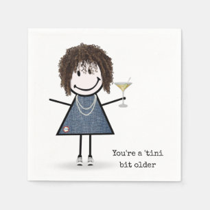Guardanapo De Papel Menina de palito de aniversário com Martini
