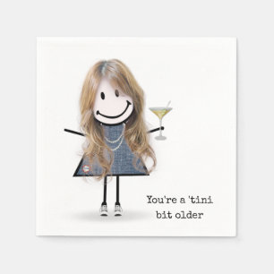 Guardanapo De Papel Menina de palito de aniversário com Martini