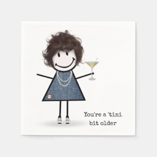 Guardanapo De Papel Menina de palito de aniversário com Martini