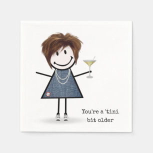 Guardanapo De Papel Menina de palito de aniversário com Martini