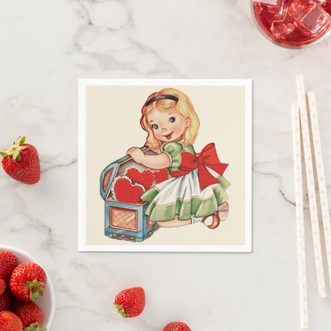 Guardanapo De Papel Menina do Coração - Crianças Retron Cute (Insitu)