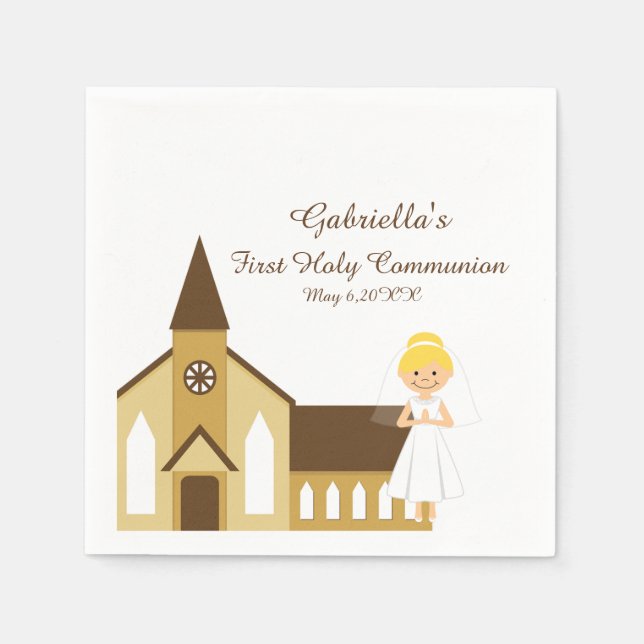 Guardanapo De Papel Menina E Comunhão Personalizados Napkin (Frente)