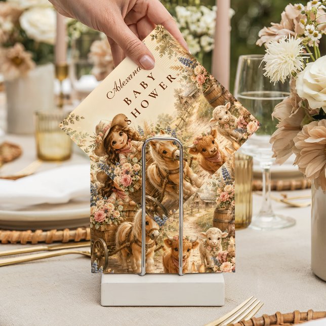 Guardanapo De Papel Menina Elegante Chá de Bebê Boho Ocidental (Criador carregado)