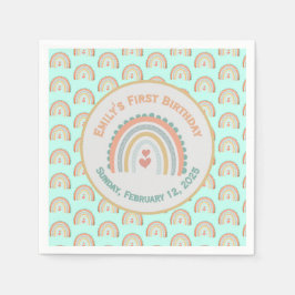 Guardanapo De Papel Menina elegante e doce Rainbow Mint verde
