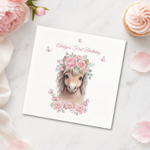 Menina Fofa Cavalinho Floral Rosa Aniversário de U