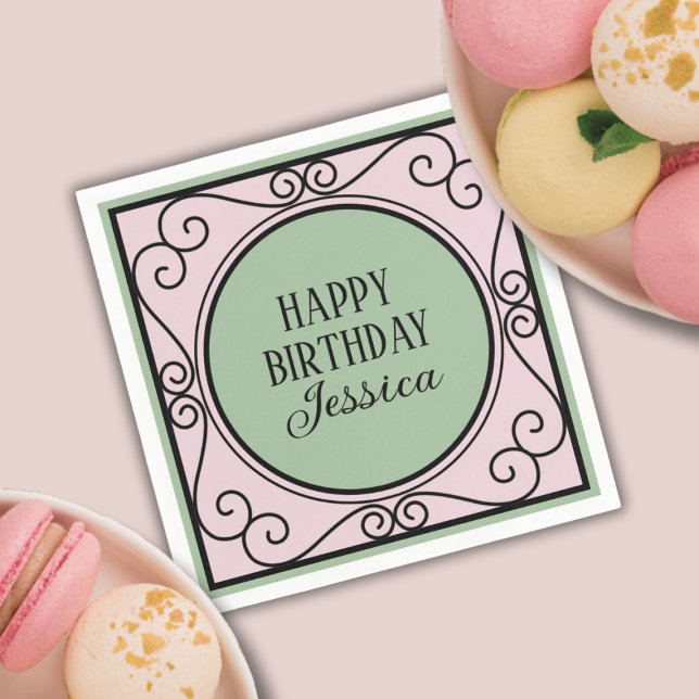 Guardanapo De Papel Menina francesa rosa-rosa parisiense Aniversário P (Parisian theme Birthday paper napkin)