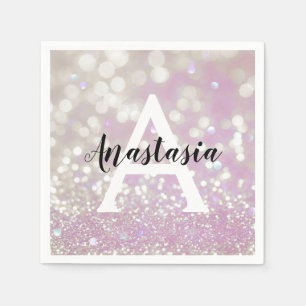 Guardanapo De Papel Menina Lilac Shimmer Glitter Gelipifica Nome do Mo