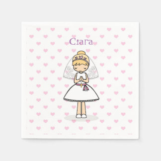 Guardanapo De Papel Menina Personalizada do Primeiro Dia da Comunhão