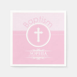 Guardanapo De Papel Menina rosa e personalizável, criança de Deus bati