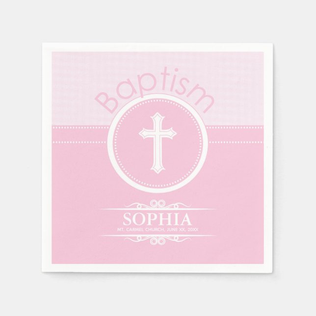 Guardanapo De Papel Menina rosa e personalizável, criança de Deus bati (Frente)
