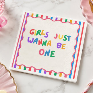 Guardanapo De Papel Meninas Coloridas de 1 Ano de Idade Querem Ser Um