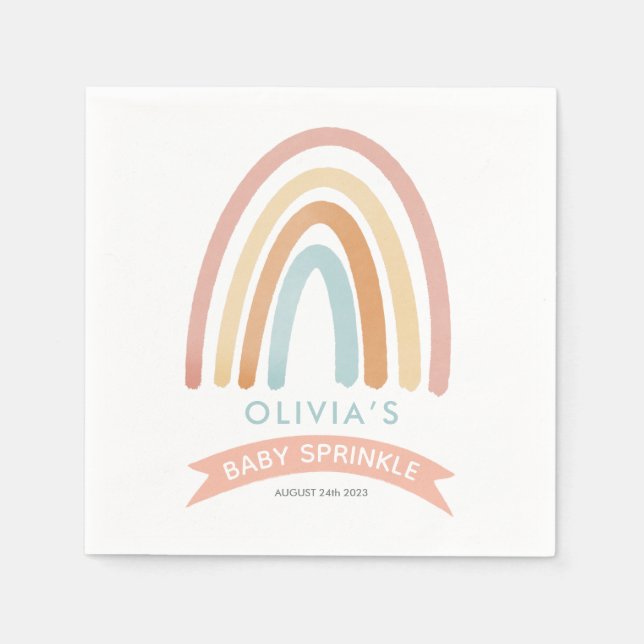 Guardanapo De Papel Meninas Cute Pink Boho Rainbow Baby Sprinkle (Frente)