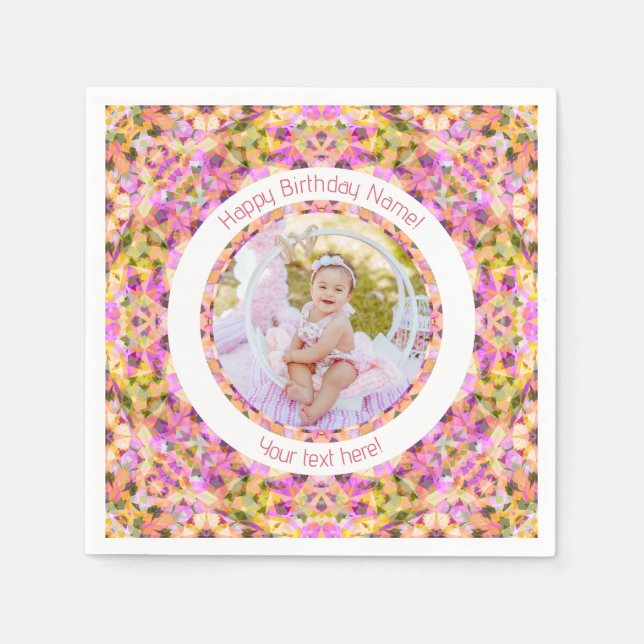 Guardanapo De Papel Meninas Feliz Aniversário Semelhante à Idade das E (Frente)