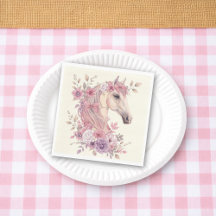 Meninas Lindos Cavalinhos Floral Pastel Cavalo